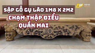 Sập gỗ gụ Lào chạm thập điểu quần mai |Đồ gỗ hiệp hà