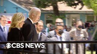 Protesters chant “do something!” at Bidens in Uvalde, Texas