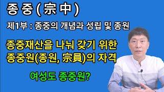 [종중 제1부] 종중의 개념과 성립 및 종중원의 자격(종원)