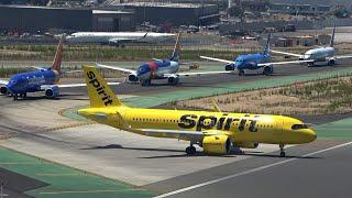 Huge traffic !  SAN DIEGO Airport  Plane Spotting /Rush hour -  Close up Landing / Take off