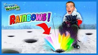  RAINBOWS in a FROZEN lake!!! Kids winter fishing adventure