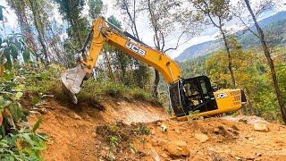 JCB Operator Shows Incredible Skill in Building Narrow Road on Mountainside | JCB | Excavator Planet