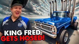 We Put Custom Exhaust Stacks On King Fred!!