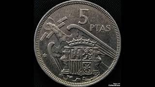 SPAIN  5  PESETAS  1957 ,  FRANCISCO  FRANCO  , COIN VALUE.