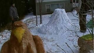 Time Lapse of the Creation & Painting of a Volcano Snow Sculpture