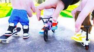 BMX Finger mit Fingerskateboard und Fingerscooter Zusammenarbeit | Tech Deck Ramp | Skatepark