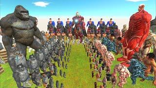 HUMAN TEAM vs MONKEY TEAM vs TITAN TEAM - Animal Revolt Battle Simulator