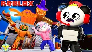 Haunted House Trick or Treat Halloween Obby with Combo Panda and Alpha Lexa!!