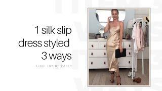 One silk slip dress styled 3 ways