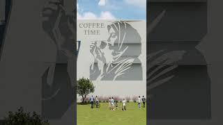 Coffee Time Shadow Mural | Art Revealed by Sunlight