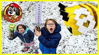 MINECRAFT IN REAL LIFE - KIDS SURVIVE A BEE ATTACK & RESCUE BABY ENDER DRAGON!