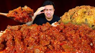 MUKBANG OSENG MERCON DAGING LEMAK TETELAN PEDAS + NASI HANGAT TELUR DADAR