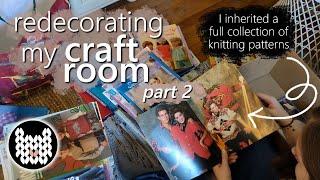 I inherited a full pattern library: Redecorating my Craft Room pt 2 vlog, yarn stash knitting sewing