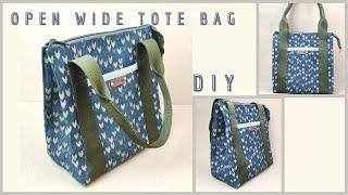 DIY Open Wide Tote Bag Tutorial | Open Wide Zipper Tote Bag Tutorial