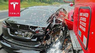 TESLA VS SEMI TRUCK IN MASSIVE 6-CAR PILEUP CRASH