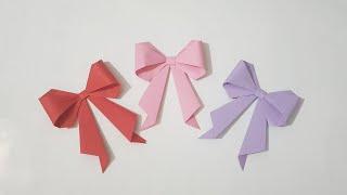 Cách gấp nơ xinh đẹp-gấp xếp giấy origami-how to make paper bow-làm đồ bằng giấy-paper craft