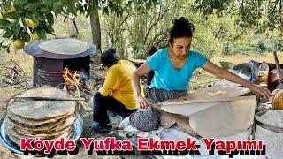 25 Kg UNDAN KÖYDE ODUN ATEŞİNDE SACDA  YUFKA EKMEK YAPTIK 🪵