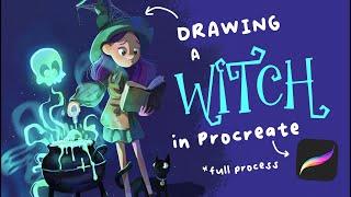  Spooky Procreate Illustration: Drawing a Witch with a Glowing Skull | Halloween Special