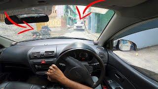 Passing Through Extreme Narrow Space || POV Car Driving On Narrow Road