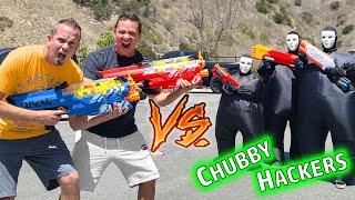 Nerf Battle vs Chubby Hackers!!!