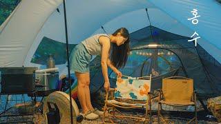 The story of sleeping in the rain pouring into the mesh tent all night | A water park has opened...