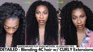 DETAILED Curly QUICKWEAVE New Flip Over Method Tips + How To BLEND 4C hair ft Gleemade Paradise Curl