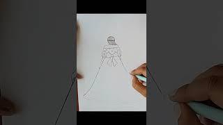 Easy Back Side Drawing of a Girl || How to Draw a Girl with a Beautiful Dress || Pencil Drawing ||