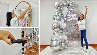 Como hacer un Arco de Globos e instalarlo en un Panel con Tela Shimmer Balloon Garland On Backdrop