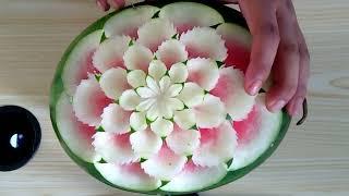 FRUITCARVING TUTORIAL, EASY FLOWER DESIGN FOR BEGINNER