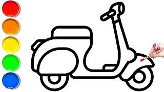 Scooter Drawing, Painting And Colouring For Kids & Toddlers