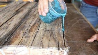 DIY Farmhouse Dining Table w/ Epoxy Inlays Using Reclaimed Barnwood