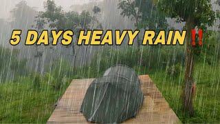 5 Days Heavy Rain‼️ Couple Camping in 5 Days Heavy Rain‼️