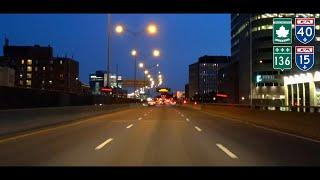 Montreal Expressways at Dusk (Autoroute Metropolitan, Decarie, Ville-Marie, Champlain Bridge)