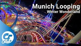 Munich Looping at night front seat on-ride 4K POV @30fps Hyde Park Winter Wonderland Olympia München