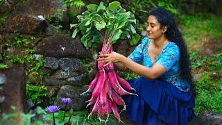 Red radish!  So satisfying with red chilli chicken & super moist bread pudding for evening