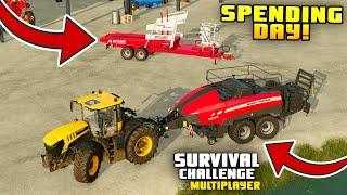 SPENDING DAY!!! | Survival Challenge CO-OP | FS22 - Episode 90