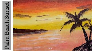 Palm Tree SUNRISE / SUNSET EASY Acrylic painting