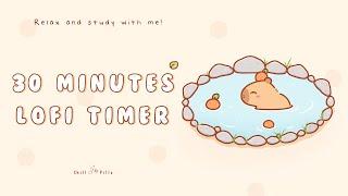 30 minutes - Relax & study with me Lofi | Cozy capybara #timer #30minrelaxingmusic  #pomodoro  #lofi