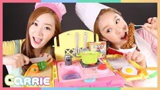 똘똘이 요리카트 장난감 으로 캐리와 엘리의 요리대결 CarrieAndToys