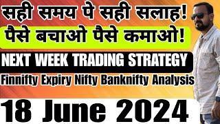 सही समय पे सही सलाह!  NEXT WEEK TRADING STRATEGY Finnifty Expiry Nifty Banknifty Analysis 18 June