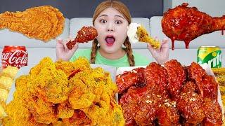 LIVE Fried Chicken Spicy Sauce Mukbang by HIU 하이유