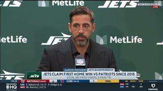 Aaron Rodgers on the awkward exchange with Robert Saleh after Jets destroy Patriots 24-3  at home