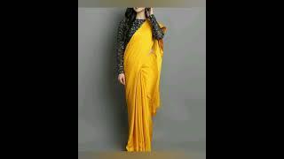 Plain satin saree with designer blouse  || Satin saree designs and How to style satin saree tip