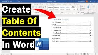 How To Create A Table Of Contents In Microsoft Word