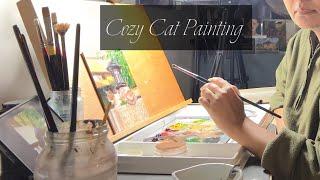 Get Cozy and Paint A Sleepy Cat With Me on a Rainy Day