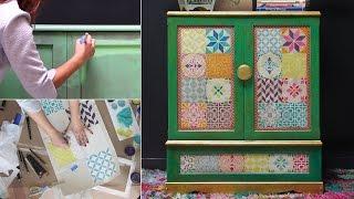 How to Stencil Furniture with Chalk Paint & Boho Style Tiles