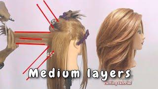 Medium layers haircut|tutorial| potong rambut layers