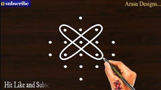 #Arasudesigns south indian special kolam, sikku kolam with 6 dot own creative kolam