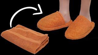 DIY home slippers out of old towels - I sewed them quickly for my loved ones!