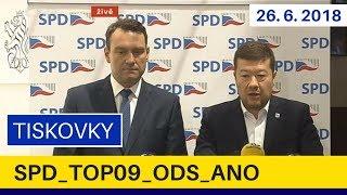 Tiskovky SPD,TOP09, ODS a ANO k jednání ve sněmovně a na vládě